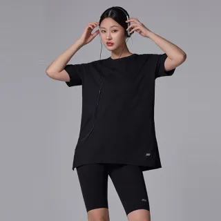 【STL】韓國 FRESH light Air OverFit 涼感 蓋臀 快乾 女 運動 長版 開衩 短袖上衣(Black黑)