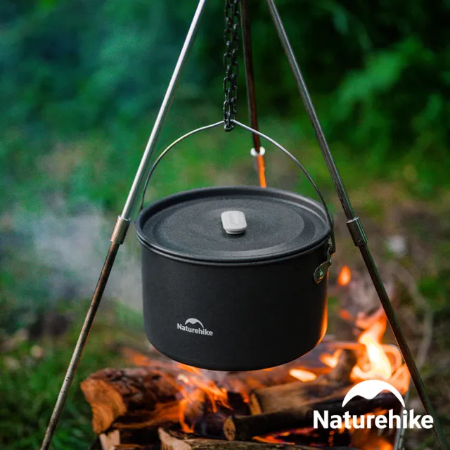 【Naturehike】野行鋁合金套鍋組 3L吊鍋+1.7L鍋+8吋煎盤+0.8L水壺 CF010(台灣總代理公司貨)