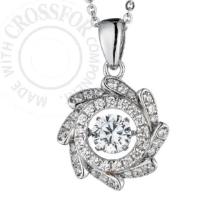 【CROSSFOR】日本DancingStone浪漫情愫懸浮閃動項鍊精美盒裝(日本正版懸浮鑲嵌 項鍊禮盒 純銀 禮物)