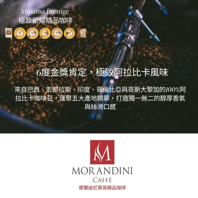 【MORANDINI 摩蘭迪尼菁英精品咖啡】極致榮耀精品咖啡豆1公斤(6連霸金牌獎、頂級精品咖啡的單品代表)