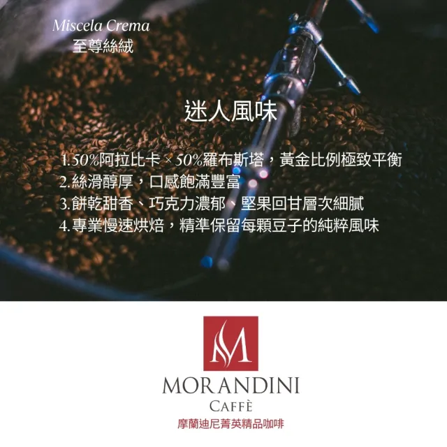 【MORANDINI 摩蘭迪尼菁英精品咖啡】至尊絲絨精品咖啡豆1公斤(絲滑醇厚、頂級精品咖啡的單品代表)