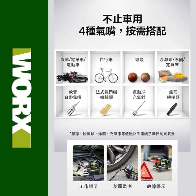 【WORX 威克士】20V 高壓打氣泵 WU092.3(打氣機 打氣泵 充氣泵 雙缸 鋰電 高壓打氣機 鋰電雙缸高壓打氣機)