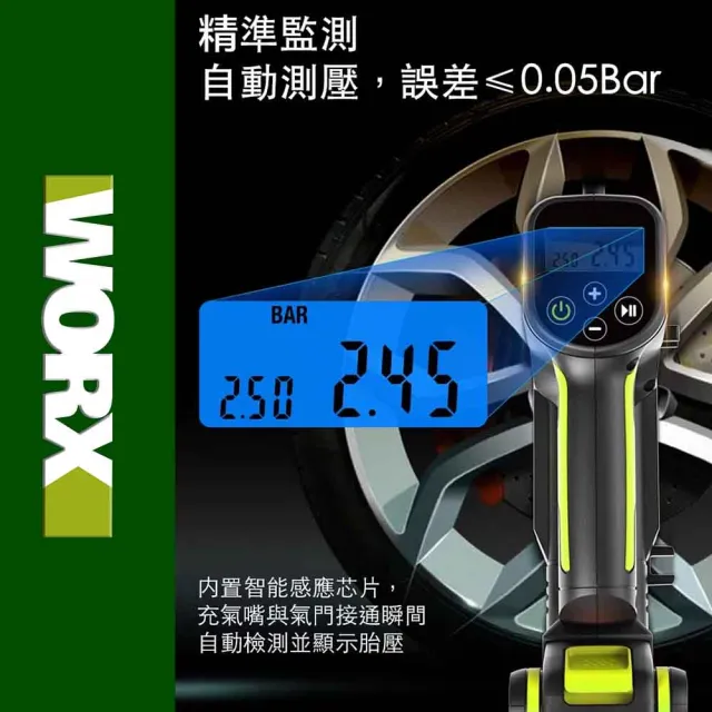 【WORX 威克士】20V 高壓打氣泵 WU092.5(打氣機 打氣泵 充氣泵 雙缸 鋰電 高壓打氣機 鋰電雙缸高壓打氣機)