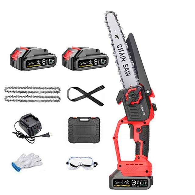 【Ogula 小倉】10寸無刷電鏈鋸 高枝鋸 高空鋸 鏈鋸機(五節兩電+座充)(3980W大功率/帶電量顯示)