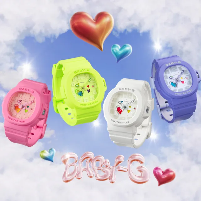 【CASIO 卡西歐】BABY-G 俏皮愛心 繽紛色彩手錶 電子錶- 42.1mm(BGA-10-6A)