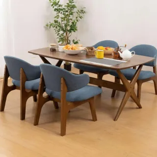 【NITORI 宜得利家居】◎耐磨耐刮 防潑水貓抓布 木質餐桌椅5件組 RELAX WIDE 160 WN-MBR