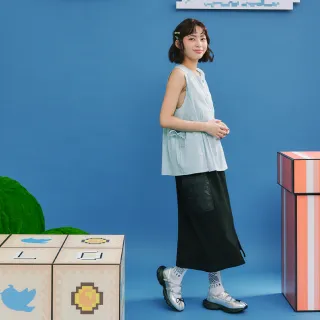 【Dailo】貓耳工裝口袋長裙(黑/魅力商品)