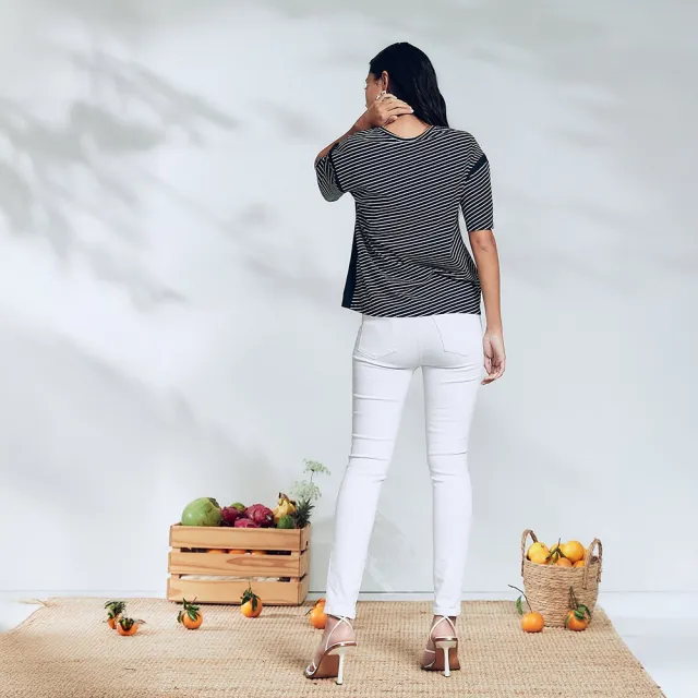 【ICHE 衣哲】Cop.Copine Cop.Copine 法國原裝進口拼接條紋印花刺繡造型上衣