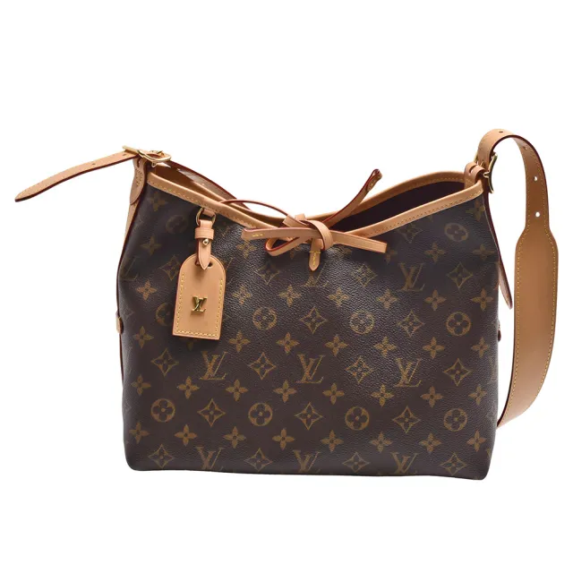 【Louis Vuitton 路易威登】M46203 CARRYALL PM系列Monogram帆布牛皮飾邊手提/肩背包