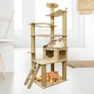 【貓本屋】加粗8.5CM麻繩柱加厚1.5CM木板多層貓跳台(170cm)