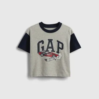 【GAP】男幼童裝 Logo純棉印花圓領短袖T恤-灰色(779239)