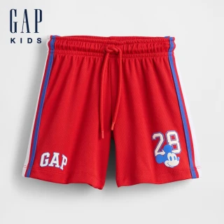 【GAP】男幼童裝 Logo印花抽繩鬆緊短褲-紅色(779658)