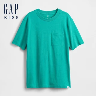 【GAP】男童裝 純棉圓領短袖T恤-綠色(745882)