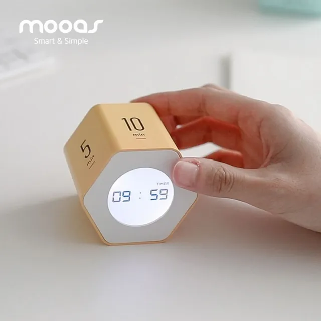 【Mooas】韓國六角轉轉專注學習定時器2件組(番茄鐘、番茄工作法、時鐘、靜音鬧鐘、考試用品、禮品)