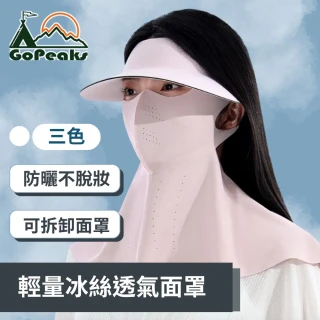 【GoPeaks】輕量冰絲透氣面罩 大帽簷掛耳式穿戴騎行遮陽罩(深色灰/淺色灰/豆沙粉)