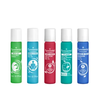 【Puressentiel 璞萃】多功能舒緩系列 精油滾珠瓶 5ml(防蚊/舒壓/呼吸/頭等暢/安心旅行五款任選2入)