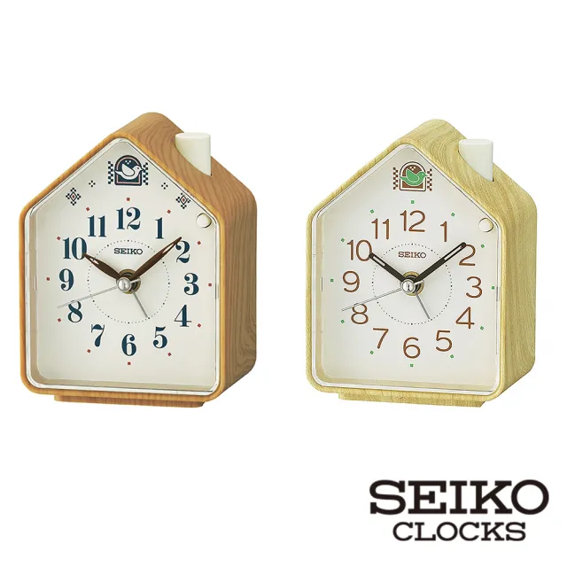 【SEIKO 精工】小木屋 鳥鳴防貪睡鬧鐘 時鐘 QHP011(靜音滑動式秒針 夜光指針 2組鬧鈴聲可選)
