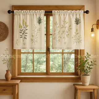 【PLUSIEURS】透光日草棉加寬短簾 裝飾簾(總寬180*高55公分)