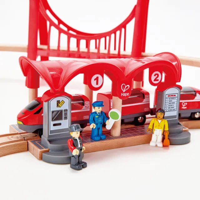 【德國Hape】忙碌的城市軌道火車組(軌道遊戲/家家酒玩具/木製玩具/木頭玩具)