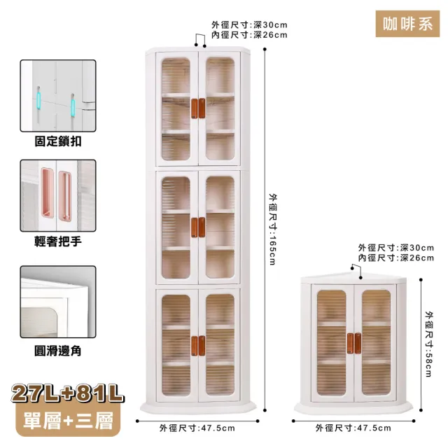 【ONE HOUSE】巨無霸新式流川摺疊雙開門3層收納櫃 置物櫃 _任選(66寬360L/75寬420L)