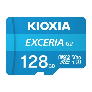【KIOXIA  鎧俠】EXCERIA G2 MicroSDHC UHS-I U3/V30 128GB 記憶卡(附轉卡)