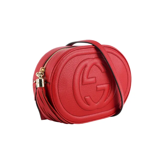 【GUCCI 古馳】SOHO 系列流蘇拉鍊迷你相機包(紅色)