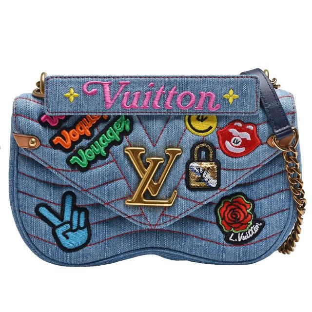 LV LOUIS VUITTON路易威登 M67538 NEW WAVE 系列標誌徽章單寧手提/肩背包
