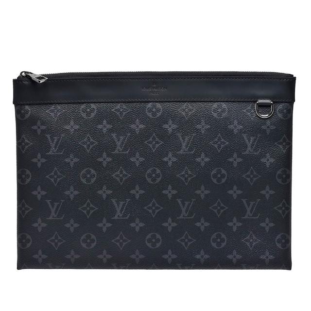 【Louis Vuitton 路易威登】M62291 DISCOVERY POCHETTE Eclipse帆布牛皮飾邊手拿包