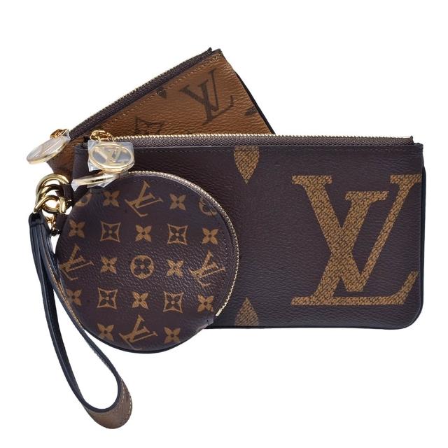 LV LOUIS VUITTON路易威登 M68756 TRIO 系列經典 Monogram 帆布印花三合一拉鍊收納袋