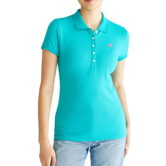 【Aeropostale】2025女時尚字母標誌水藍色短袖POLO-網