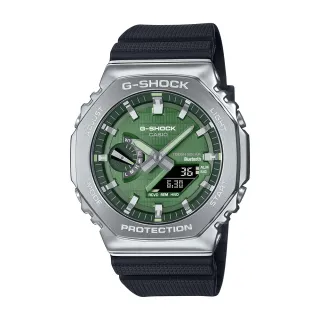 【CASIO 卡西歐】G-SHOCK 精緻斬新 金屬錶殼 八角形錶殼 湖水綠 藍牙 太陽能電力 GBM-2100A-1A3_44.4mm