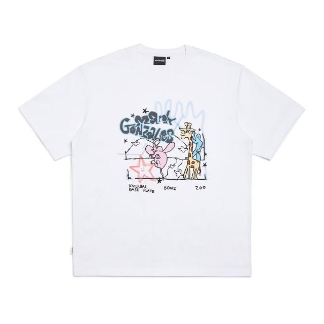 【Mark Gonzales】男女同款 動物園塗鴉T恤-白色