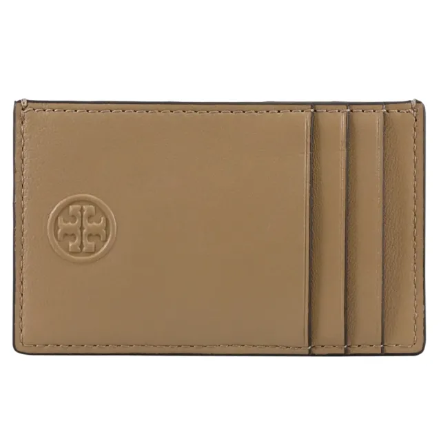 【TORY BURCH】簡約菱格車線皮革信用卡證件名片隨身卡(石灰)