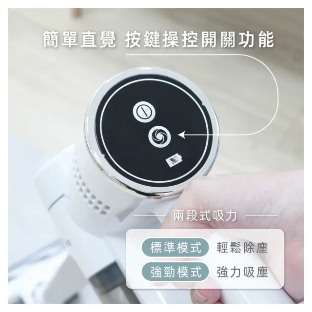 【KINYO】多功能 輕旋無線吸塵器 HEPA濾網 600ml集塵桶 70dB低噪音(KVC-6239)
