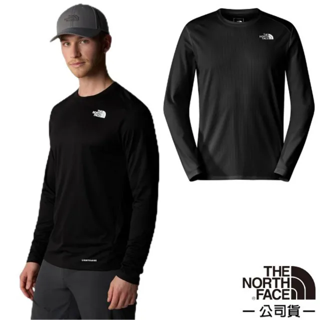 【The North Face】男 SHADOW 輕薄透氣長袖圓領T恤.休閒運動上衣(83UD-JK3 太空黑)