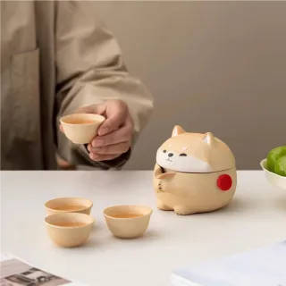【SaSa Kitchen】柴寶壺 一壺四杯(便攜茶壺 茶壺組 泡茶 茶器 旅行茶組)