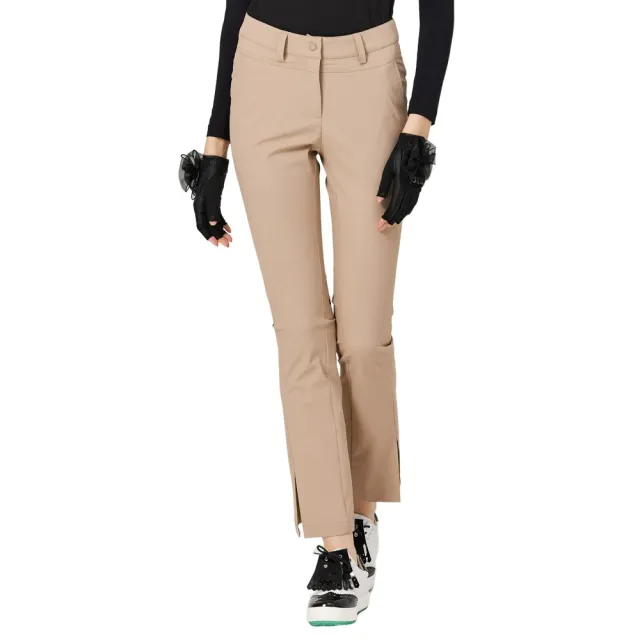【BLKTEE GOLF】出清特價 高腰喇叭開叉女長褲-黑.卡其.白(高爾夫長褲 乾爽透氣 微喇叭 運動休閒長褲)