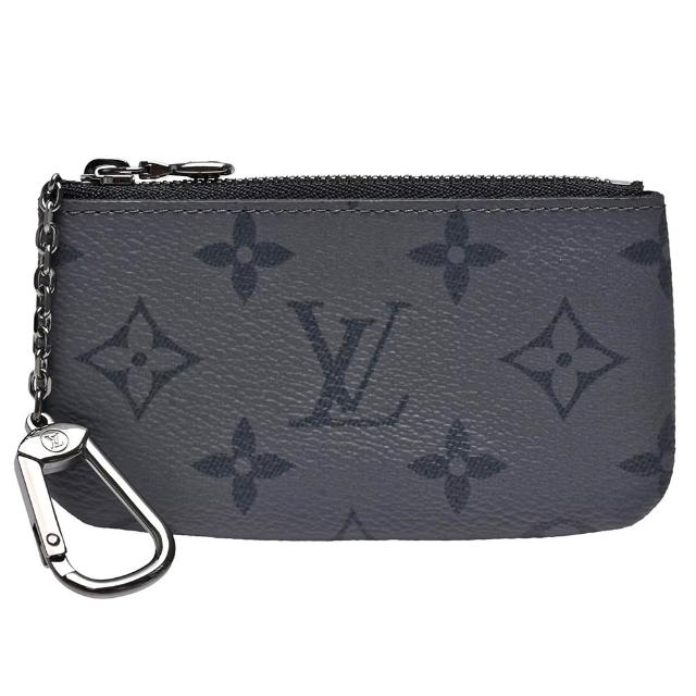 【Louis Vuitton 路易威登】M80905 經典Eclipse帆布SLENDER拉鍊零錢/鑰匙包(黑)
