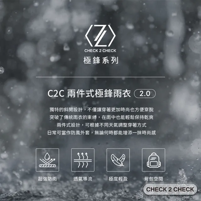 【CHECK2CHECK】C2C兩件式極鋒雨衣2.0．送秒穿雨鞋套
