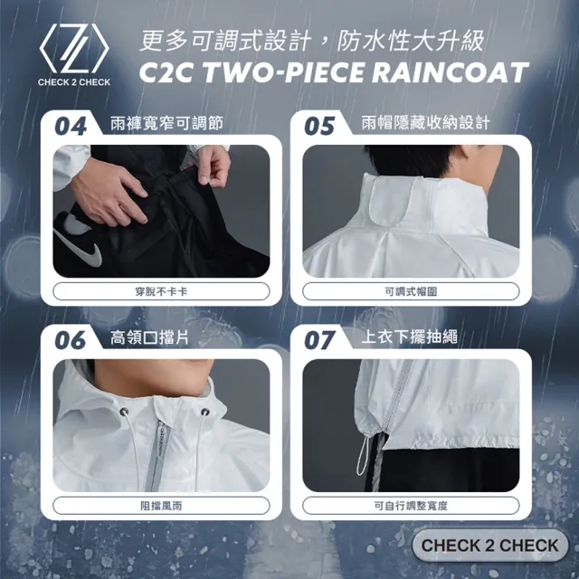 【CHECK2CHECK】C2C兩件式極鋒雨衣2.0．送秒穿雨鞋套