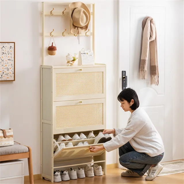 【聚優】簡易鞋架 入戶門玄關台 多層帶門 防塵入門鞋架 鞋櫃 立式一體式收納架(鞋架 玄關台)