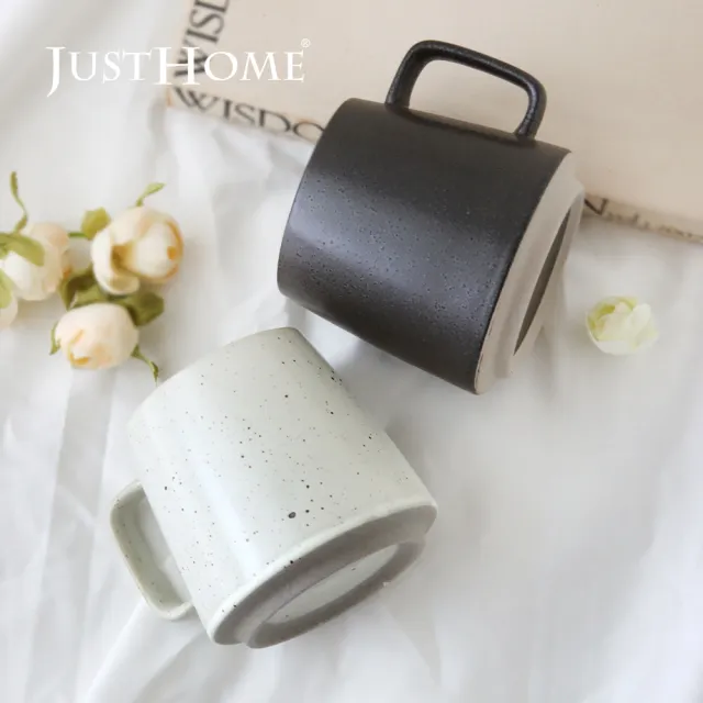 【Just Home】樸式手感窯燒陶瓷馬克杯-白脂(可微波 340ml 杯子 咖啡杯 水杯  拿鐵杯)