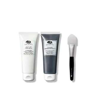【ORIGINS 品木宣言】黑白抗痘面膜組(抗痘面膜75ml+泥娃娃活性碳面膜75ml/控油抗痘)