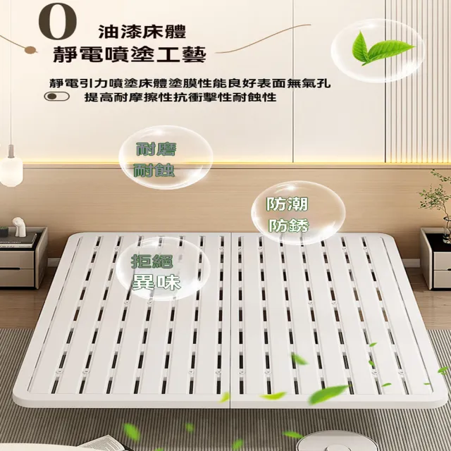 【G中發家具店】排骨架款 150*190cm 加粗碳素鋼架(鐵藝懸浮床架 床架 雙人床架 懸空床架 排骨架 預購15天)