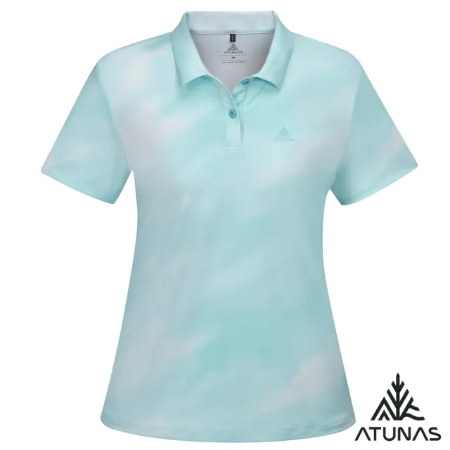 【ATUNAS 歐都納】女款ATUNAS-TEX吸濕排汗透氣短袖POLO衫(A2PS2534W漸層藍/防曬抗UV/休閒/日常穿搭)