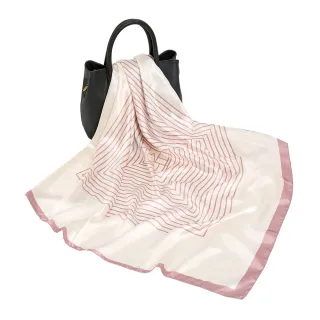 【Sukie】印花方巾 印花領巾/經典百搭線條印花90X90仿真絲絲巾 萬用大方巾 圍巾 領巾(6色任選)