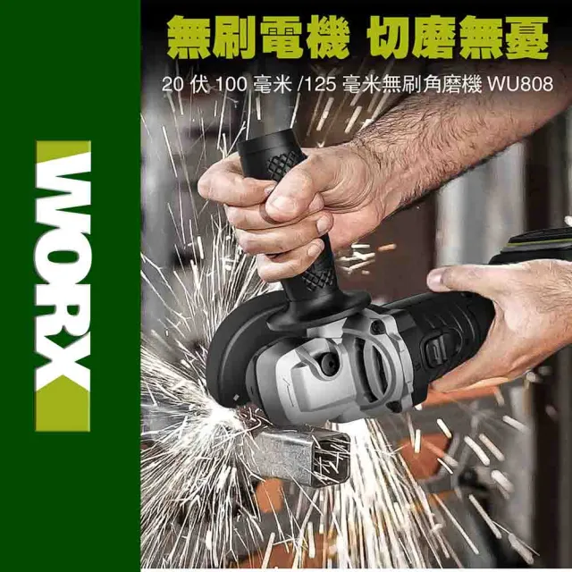【WORX 威克士】20V 100mm 砂輪機 WU808.4(角磨機 磨切機 平面 無刷鋰電角磨機 鋰電無刷平面砂輪機)