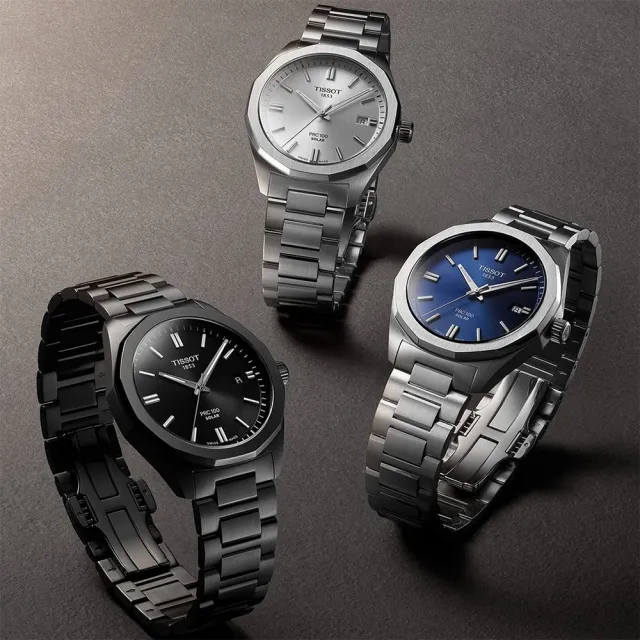 【TISSOT 天梭】Solar PRC 100 李棟旭配戴款 太陽能手錶 男錶-深藍 開學禮 推薦(T1514221104100)