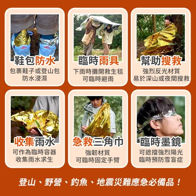 【SYU】戶外急救毯10入組 加大160x210cm(防災地震包 保暖毯 登山露營 防失溫 急救毯)