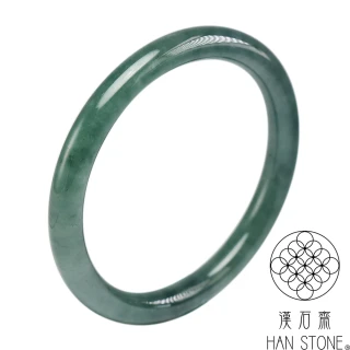 【漢石齋】天然翡翠A貨 細圓條手鐲玉鐲 冰糯種飄花(手圍17.9/版寬7.3mm)